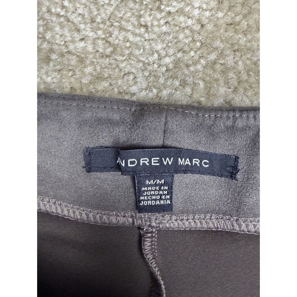 Andrew Marc Faux Suede Pants Medium Taupe Stretch Pull-On Minimalist Chic A521 - Picture 3 of 10